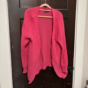 SHEIN Vibrant Pink Open-Front Cardigan